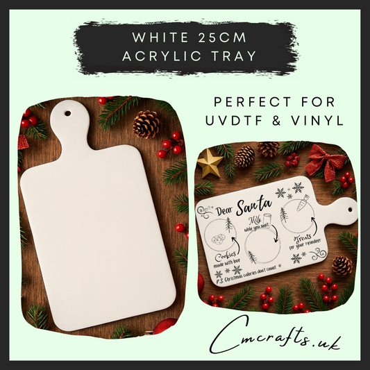 White 25cm acrylic tray