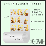 Highland cow alphabet Uvdtf element sheet