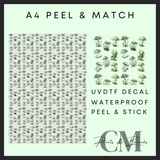 Green mushrooms A4 Peel & Match Uvdtf sheet