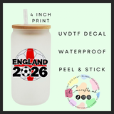 England 2026 Uvdtf single decal (4”, 10cm)