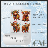 Christmas lights highland cow Uvdtf element sheet