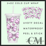 Large pink bows 24oz Uvdtf wrap