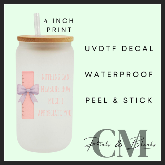 Nothing can measure pink Uvdtf single decal (4”, 10cm)