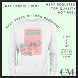 Pink calculator DTF transfer