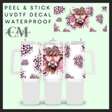 Pink hingland cow 40oz Uvdtf wrap