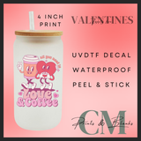 Love and coffee uvdtf single decal (4” / 10cm)