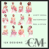 Wedding dress girls uvdtf single decal (4” / 10cm)