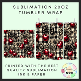 Checkered cherrys Sublimation 20oz tumbler wrap