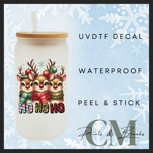 Ho ho ho reindeers single uvdtf decal (4” / 10cm)