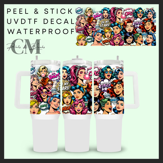 Retro pop girls 40oz Uvdtf wrap