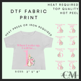 When I wake up pink Easter bunny DTF transfer