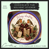 Christmas Robins chocolate tub solvent sticker