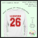 Leavers 2026 DTF transfer red