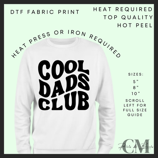 Cools dads club black Father’s Day DTF transfer