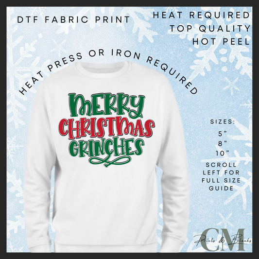Merry Christmas grinches DTF transfer