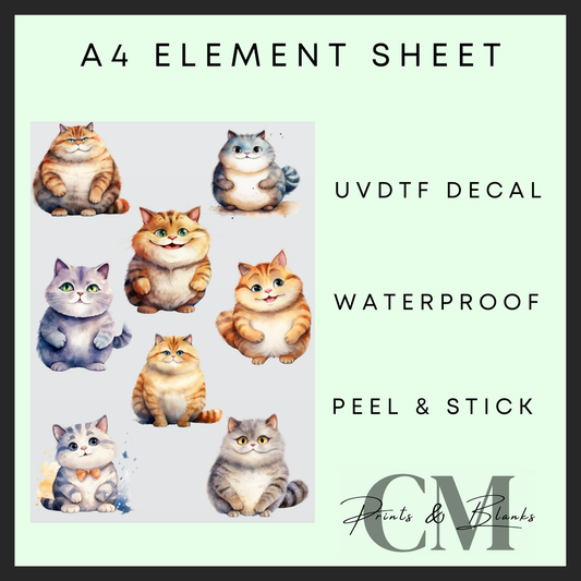 Fat cats A4 uvdtf element sheet