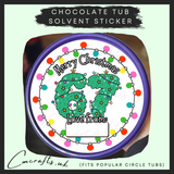 6 7 Christmas lights chocolate tub solvent sticker