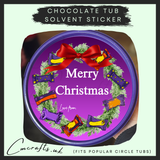 Merry Christmas wreath chocolate tub solvent sticker