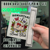 Romantasy book club book vase uvdtf print set