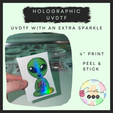 Alien cookie (4” 10cm) holographic uvdtf print