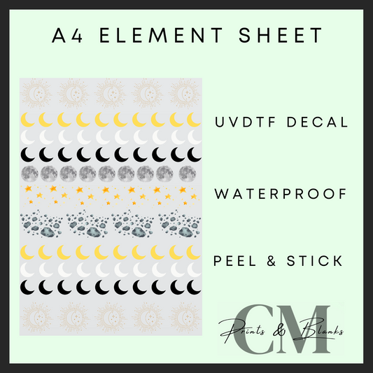 Stars and moon A4 filled element sheet