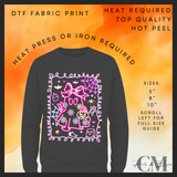 Pink neon ghost DTF transfer