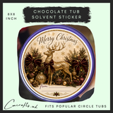 Golden Reindeer chocolate tub solvent sticker