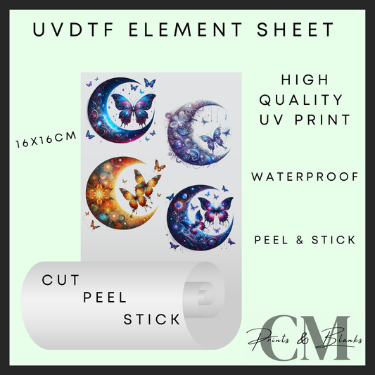 Lunar butterflies uvdtf element sheet
