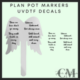 Plant pot marker angel quote Uvdtf decal