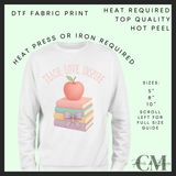 Teach, love, inspire pink books DTF transfer