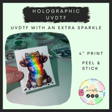 Coffee cow (4” 10cm) holographic uvdtf print