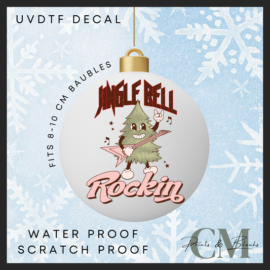 Jingle bell rockin 8-10cm bauble Uvdtf decal