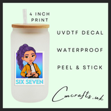 K-stars purple hair 6 7 Uvdtf single decal (4”, 10cm)