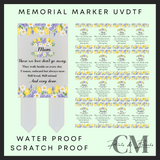 Yellow & purple flower memorial marker Uvdtf decals