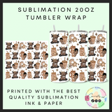 Coffee cow Sublimation 20oz tumbler wrap
