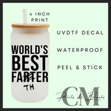 Worlds best farter Fathers Day Uvdtf single decal (4” / 10cm)