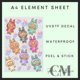 Energy crystal monsters A4 uvdtf element sheet