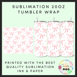 Pink bows Sublimation 20oz tumbler wrap