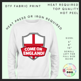 Come on england adult DTF transfer
