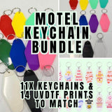Motel keychain Uvdtf & keychain bundle, 11x keychains, 14x Uvdtf prints