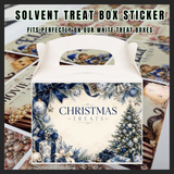 Solvent treat box sticker - Christmas treats blue