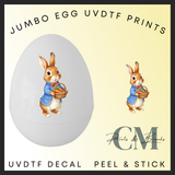Bunny holding carrots jumbo egg uvdtf decal (15cm decal)