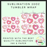 Heart doughnuts Sublimation 20oz tumbler wrap