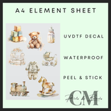 Neutral baby A4 uvdtf element sheet
