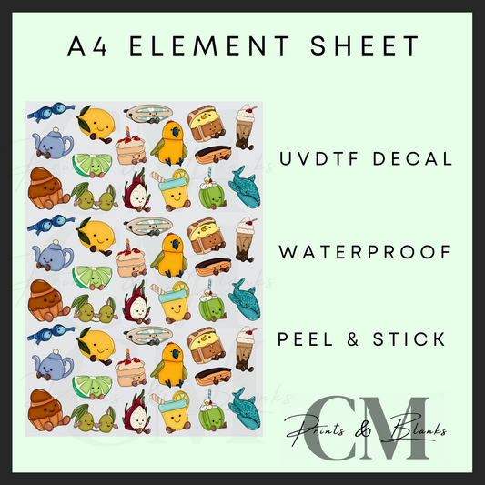 Small summer jelly teddy uvdtf A4 element sheet