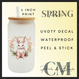 Floral wreath bunny uvdtf single decals (4” / 10cm)