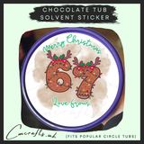6 7 reindeer chocolate tub solvent sticker