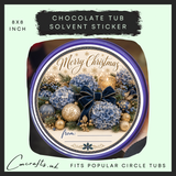 Blue Christmas Bow chocolate tub solvent sticker