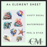 Under the sea A4 uvdtf element sheet