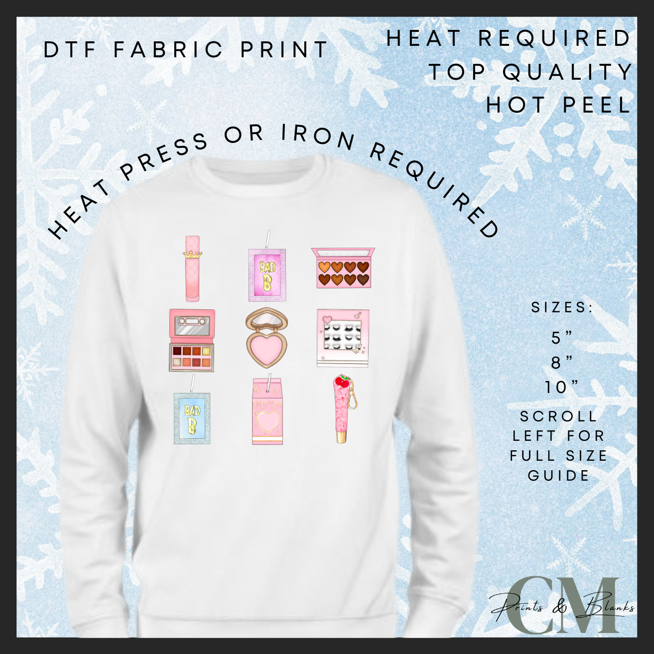 Pink makeup DTF transfer